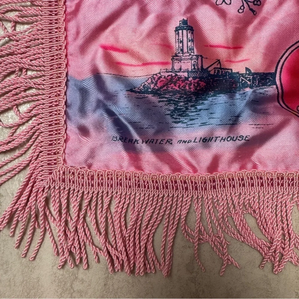 Vintage US Army satin fringe pillow case WWII souvenir pillow cases
